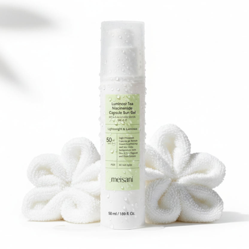 Gel solar con cápsulas de niacinamida Luminosi-tea SPF50(Meisani)