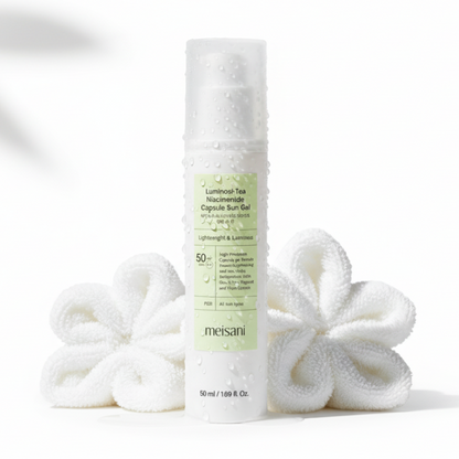Gel solar con cápsulas de niacinamida Luminosi-tea SPF50(Meisani)