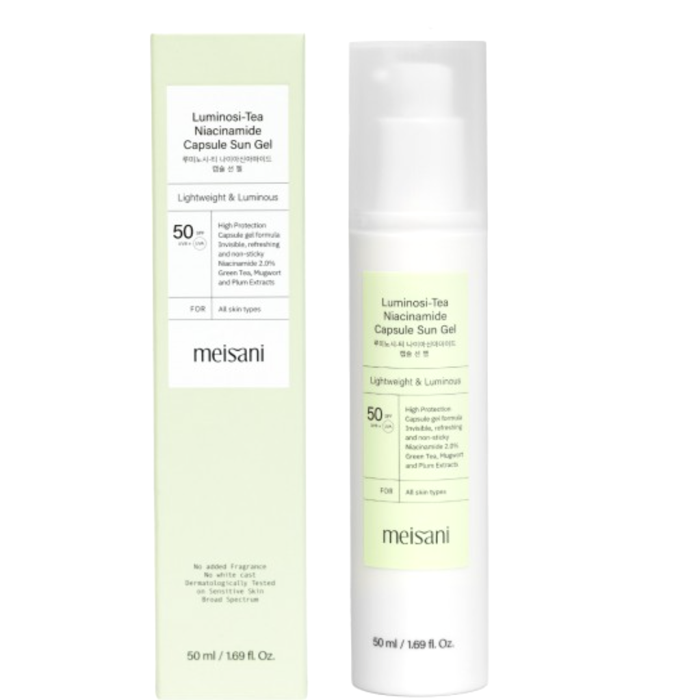 Gel solar con cápsulas de niacinamida Luminosi-tea SPF50(Meisani)